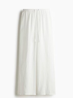 H&M NWT Size M White Linen-Blend Drawstring Pants